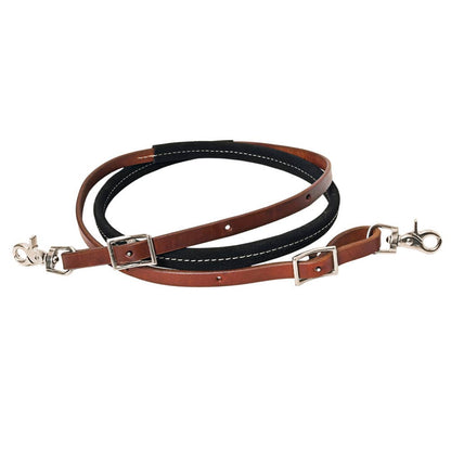 Horse American Leather Barrel Roper Reins Brown & Black - Blazzing Bridles