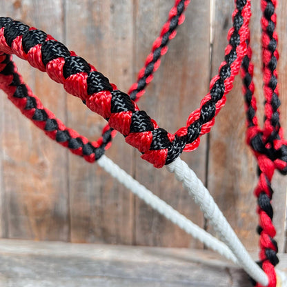 Red and Black Mule Tape with Lariat Noseband Halter