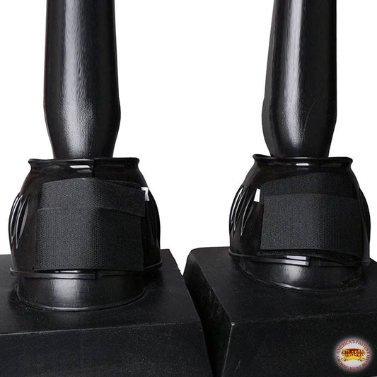 PVC Ribbed Double Hook and Loop Bell Boots Black