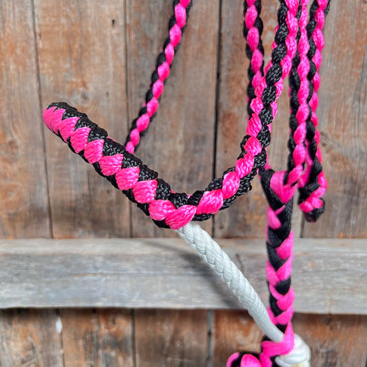 Pink and Black Mule Tape with Lariat Noseband Halter