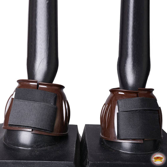 PVC Ribbed Double Hook and Loop Bell Boots Brown